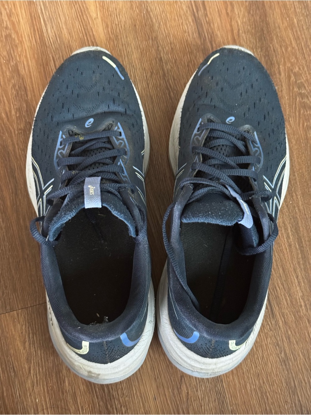 ASICS Navy and White Women's Running Sneakers with Silver Logo